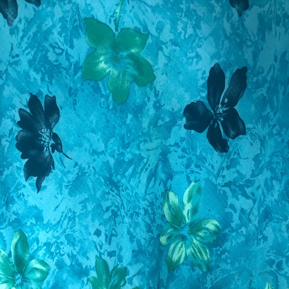 VINTAGE Y2K Fairy Floral Hawaii Tropical Ruffle Midi Skirt Blue and Green XL - Picture 5 of 11